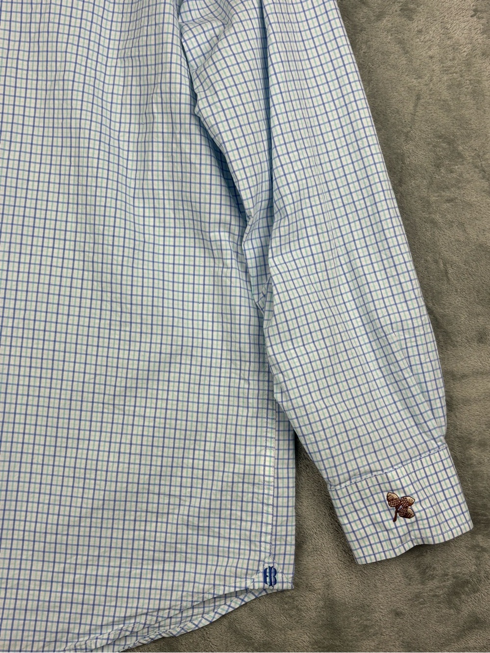 Holderness & Bourne Shirt Mens XL Blue Plaid Tailored Fit Picard Stretch - Picture 7 of 16